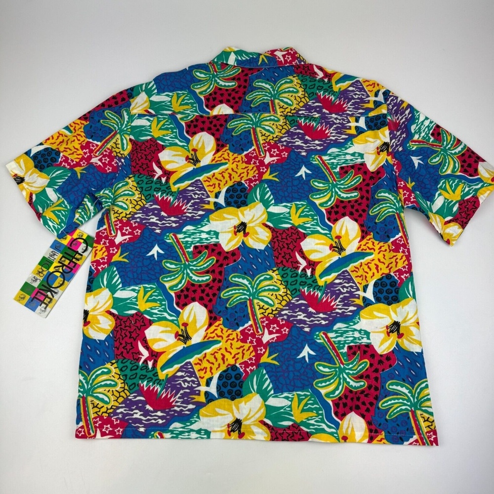 NWT Vintage Cherokee Women Juniors Size M Hawaiian Shirt Floral Short Sleeve USA - Picture 5 of 5
